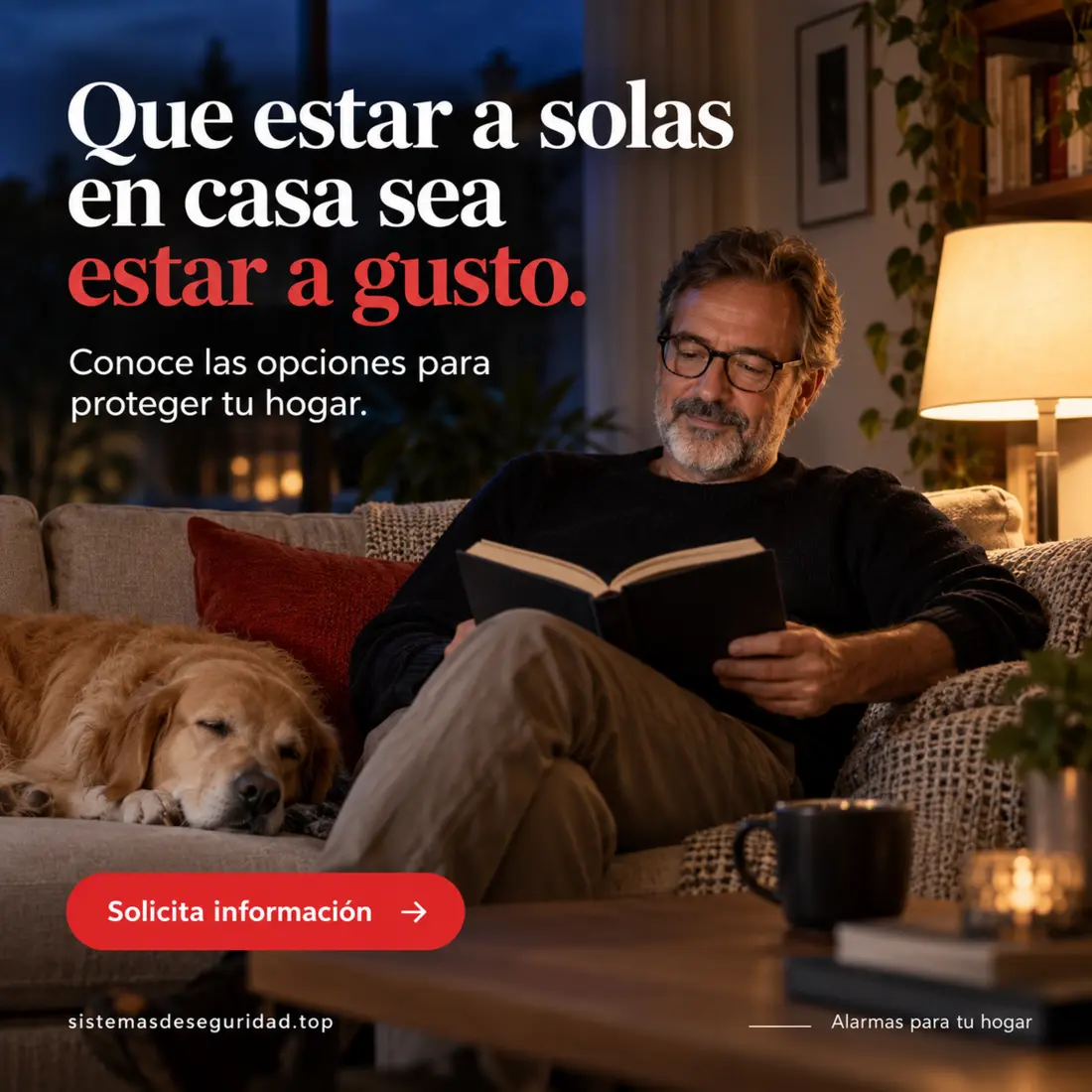 Persona tranquila en el salón de su casa con su mascota