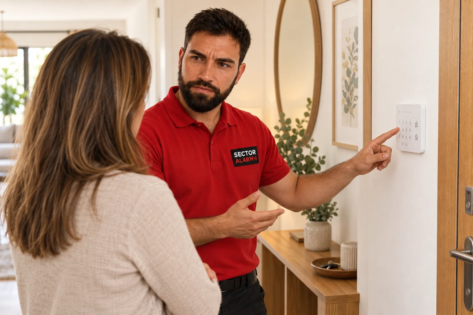 Ricardo explicando el uso de una alarma